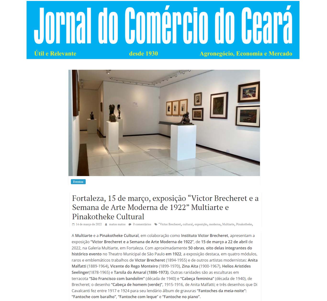 Exposição O Feminino na Obra de Victor Brecheret no MON, Curitiba, PR - ABCA
